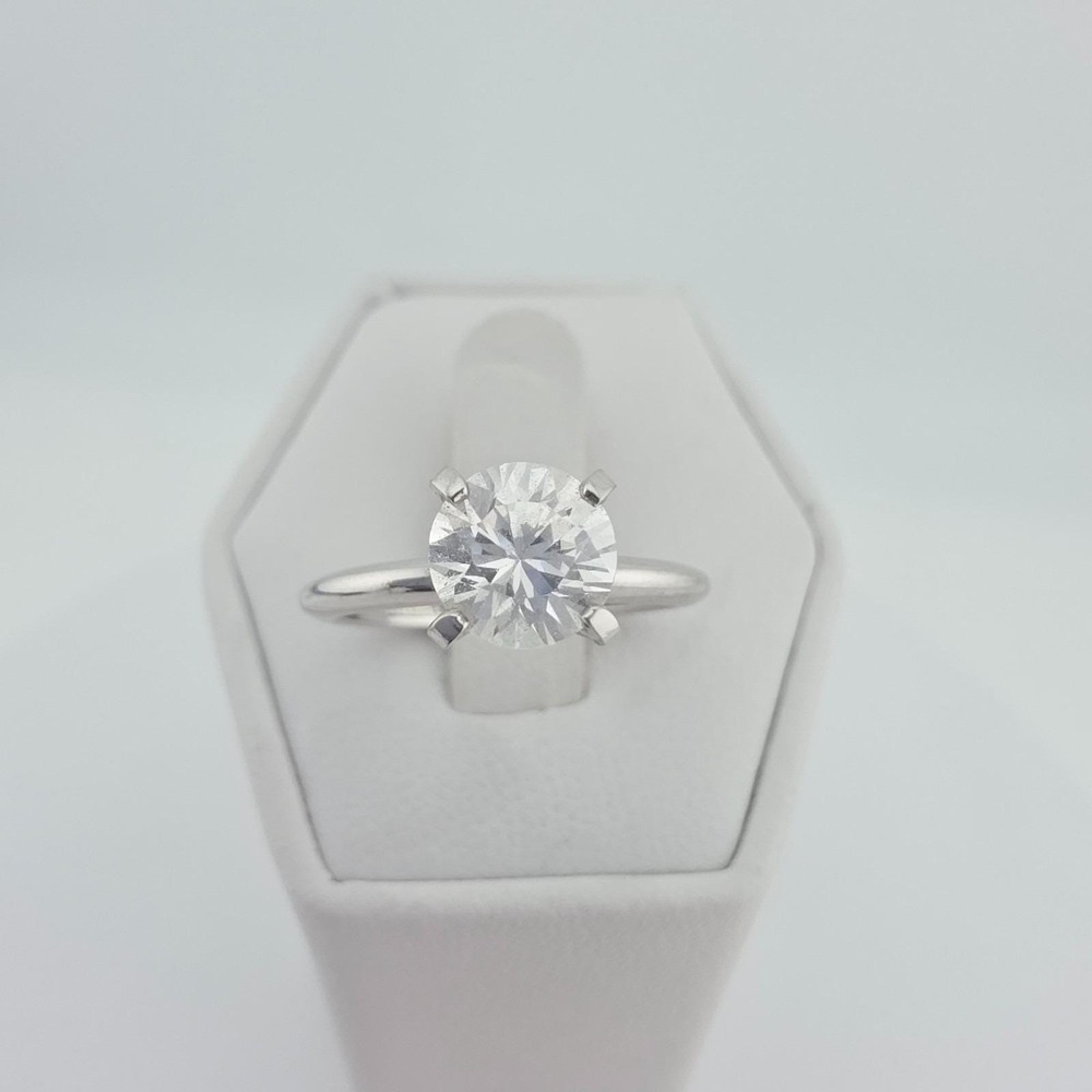 Solitaire Ring 925 Sterling Silver Brilliant Cut Center Crystal Stone Size 5